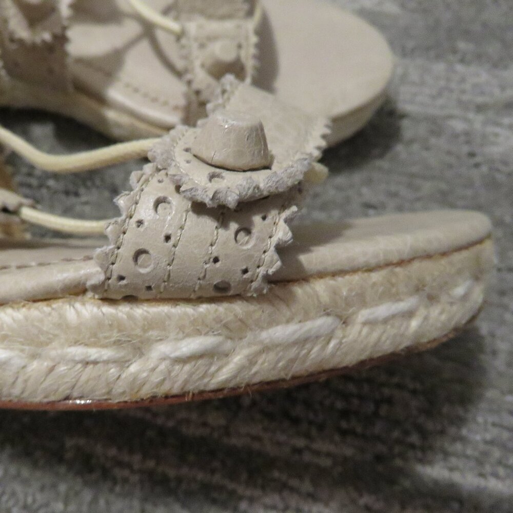 BALENCIAGA PARIS Arena Leather Gladiator Ankle Wrap Espadrilles in Praline Sz 6 - Picture 13 of 15